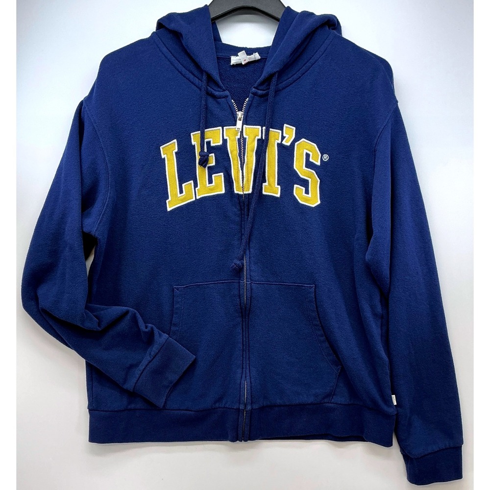 Levis Blue‎ Zip Hoodie M Spellout Logo Preppy Collegecore Athleisure Y2K Summer